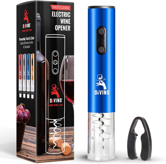 Electric Wine Opener BLUE Kit – Cordless Electric Wine Bottle Opener with Foil Cutter