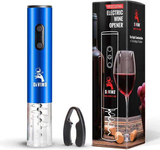 Rechargeable Electric Wine Opener BLUE Kit – Cordless Electric Wine Bottle Opener with Foil Cutter and USB-C cable