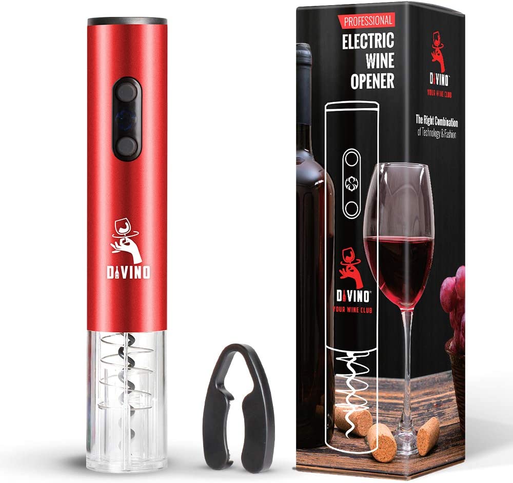 Rechargeable Electric Wine Opener RED Kit – Cordless Electric Wine Bottle Opener with Foil Cutter and USB-C cable