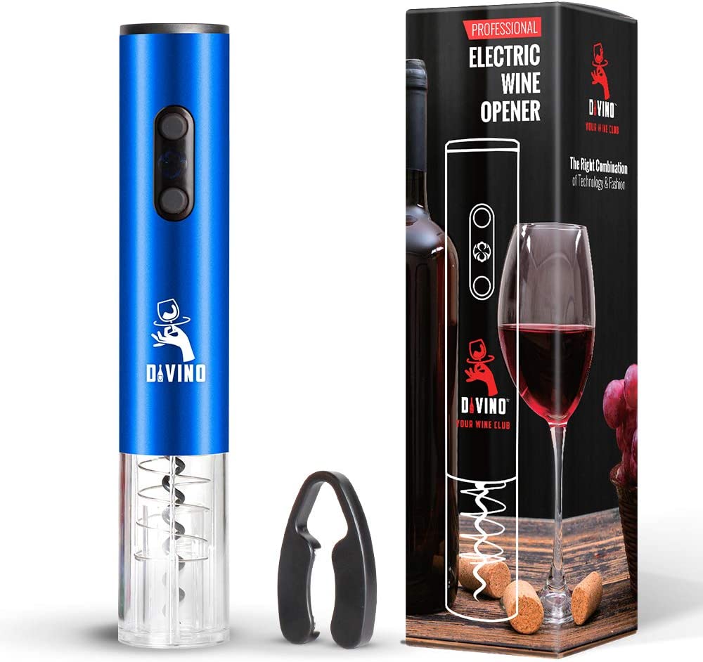 Electric Wine Opener BLUE Kit – Cordless Electric Wine Bottle Opener with Foil Cutter