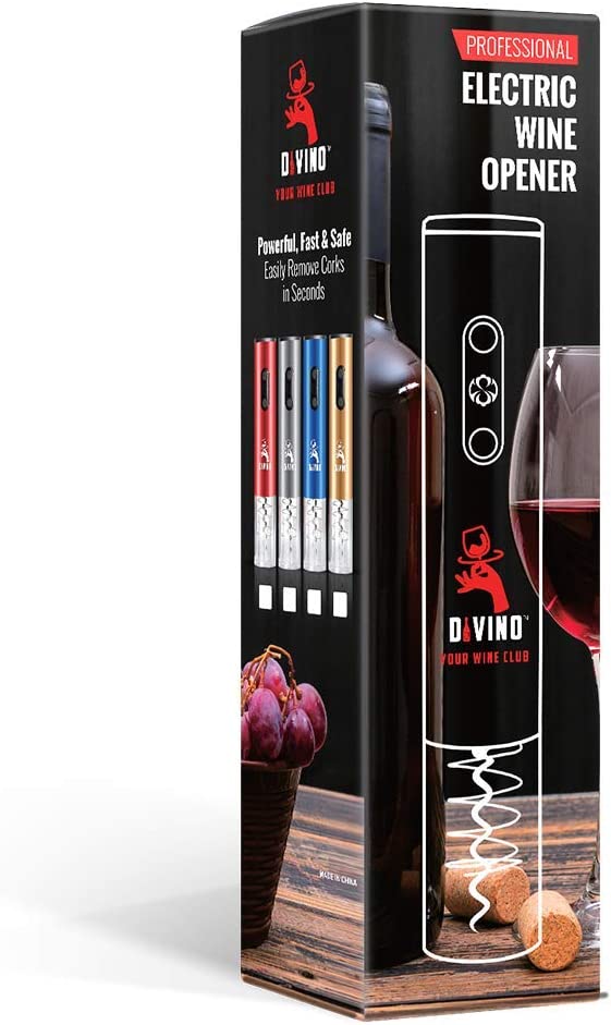 Rechargeable Electric Wine Opener RED Kit – Cordless Electric Wine Bottle Opener with Foil Cutter and USB-C cable